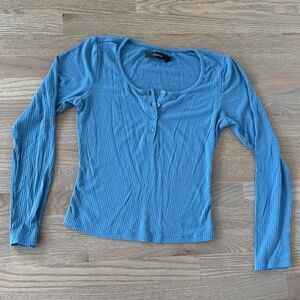 Ocean blue long sleeve ribbed top Size M
